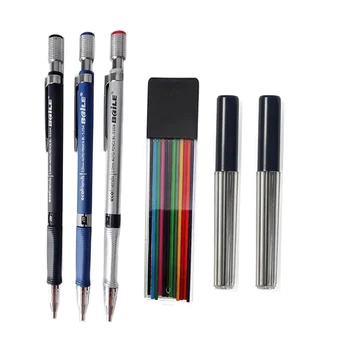 12 цветов, автоматический 2,0 мм механический пластиковый карандашный эскиз, 2B Нескользящая ручка, свинцово-черная заправка, точилка для рисования, Студенческий офис