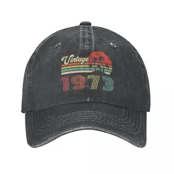 Винтажная бейсболка 1973 года на 50-летие, Модная потертая джинсовая ткань, подарки 50-летней давности, Головные уборы, летние шляпы унисекс, кепка