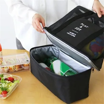 Новая термоизоляционная сумка, Ручная сумка для ланча, полезная сумка через плечо, сумка-холодильник для пикника, сетчатая пляжная сумка для хранения продуктов и напитков