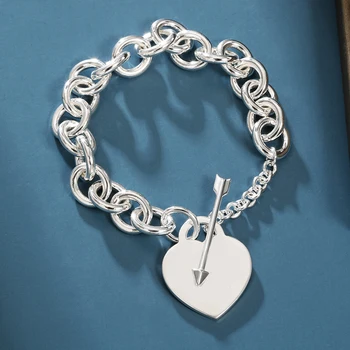 Модный браслет со стрелкой в виде сердца из стерлингового серебра S925 для женщин, оригинальные легкие роскошные ювелирные изделия, Рождественский подарок
