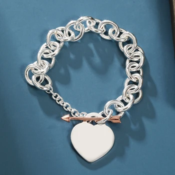 Модный браслет со стрелкой в виде сердца из стерлингового серебра S925 для женщин, оригинальные легкие роскошные ювелирные изделия, Рождественский подарок
