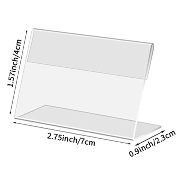 30 шт. Держатель для мини-вывески Прозрачная акриловая визитка L-образной формы с горизонтальным наклоном 7x4 см