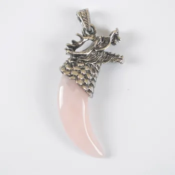 Подвеска в виде зубов Дракона из розового кварца, модные украшения для женщин, подарок S3058