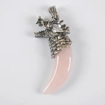 Подвеска в виде зубов Дракона из розового кварца, модные украшения для женщин, подарок S3058