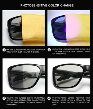 2018 Новые Поляризованные Фотохромные Солнцезащитные Очки Фирменный Дизайн Мужские Квадратные Солнцезащитные очки Для Вождения Gafas Для Мужчин UV400 Мужские Очки WarBLade