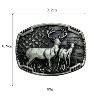 Пряжка для ремня с изображением лося в западном этническом стиле