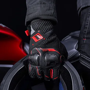 Перчатки для езды на мотоцикле из углеродного волокна, кожаные дышащие перчатки для езды на мотоцикле, защищающие от падения, износостойкие перчатки для езды