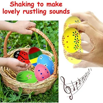 Деревянные шейкеры для яиц, детские Маракасы, яйца для малышей, музыкальные инструменты, игрушки для раннего развития, 6 шт, разноцветные