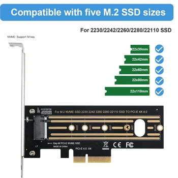 M.2 NVMe SSD к адаптерной карте PCI-E 4.0 PCI-E X4 4.0 GEN4 NVME KEY-M.2 Поддержка карты адаптера 2230/2242/2260/2280/22110 SSD