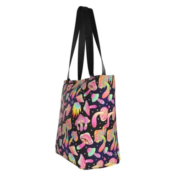 Волшебные грибы, сумки для покупок из бакалеи, женская модная холщовая сумка для покупок, сумки через плечо, сумки большой емкости