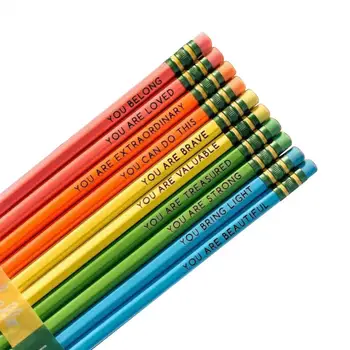 Улучшающие Карандаши, Набор карандашей для аффирмаций, 10 Вдохновляющих деревянных изречений для студентов, учителей, Персонализированный Объемный Комплимент