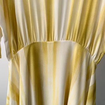 Градиентное шелковое платье повседневная мода 2023 лето новый стиль 0403