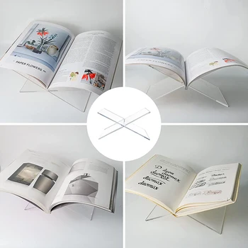 Акриловая Прозрачная Подставка для Книг X-образной Конструкции Подставка для Книг для Учебников, Кулинарных книг, Рецептов журналов